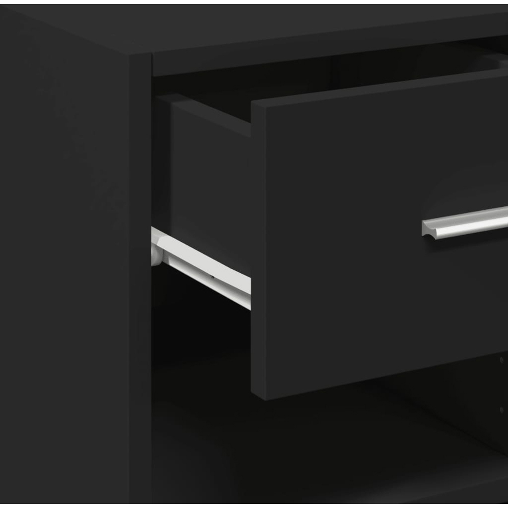 vidaXL Single Drawer 3 Shelf Black Oak Sideboard Image 8