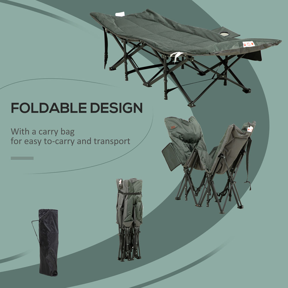 Outsunny Foldable Camping Lounger Grey Image 5