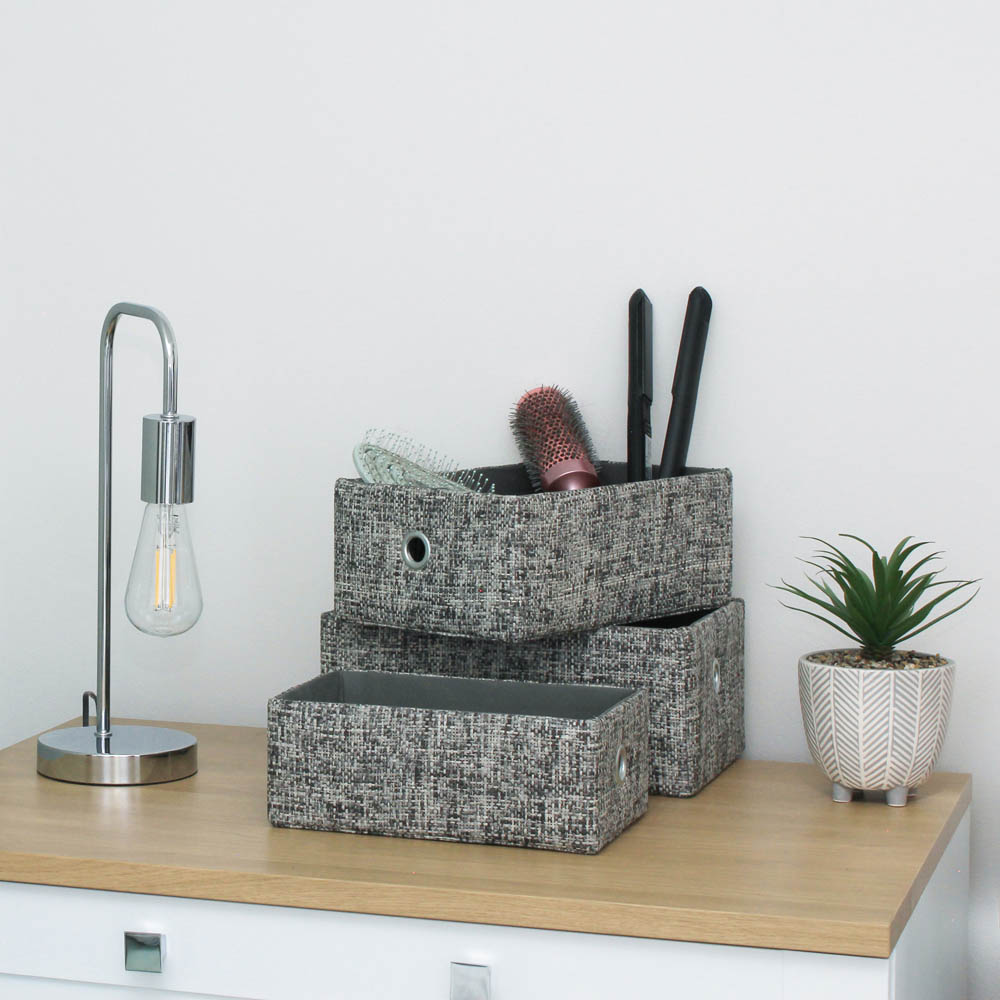 JVL Urban Rectangular Paper Storage Basket 3 Pack Image 2