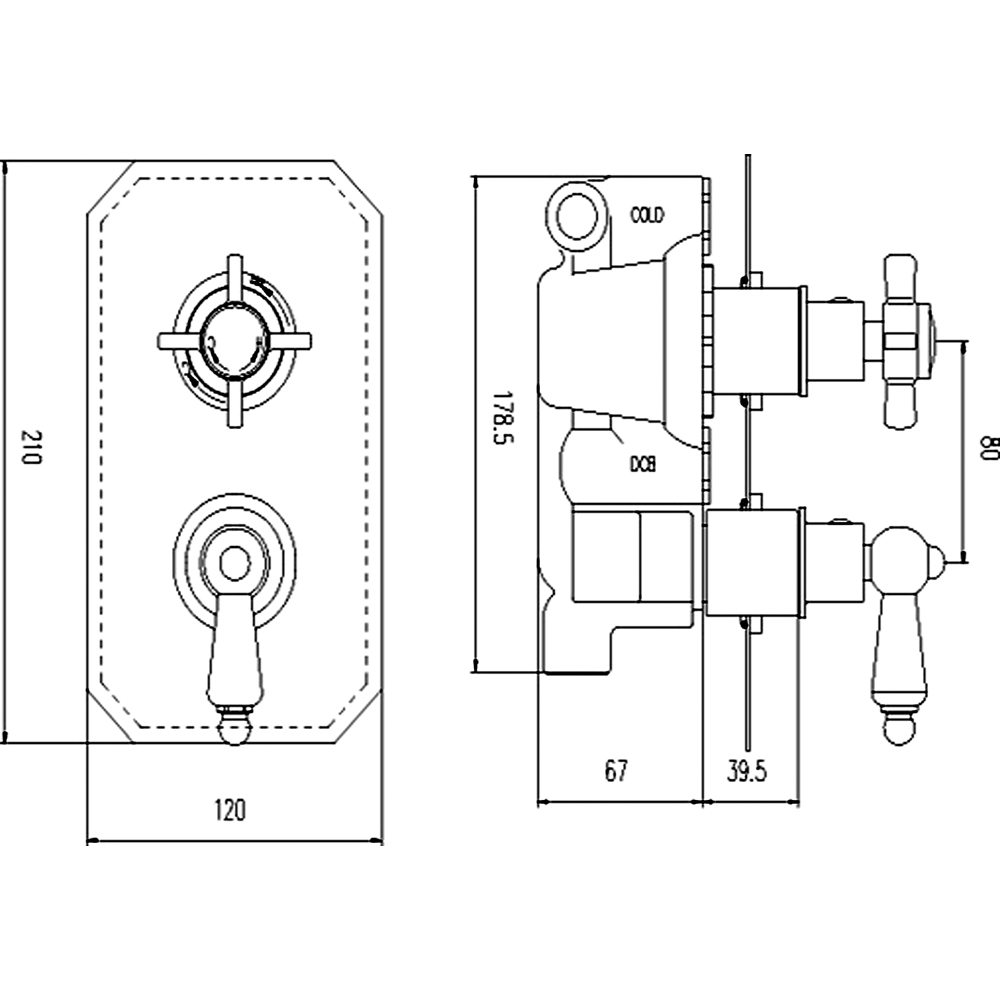 nuie Chrome Twin Thermostatic Shower Valve Image 3
