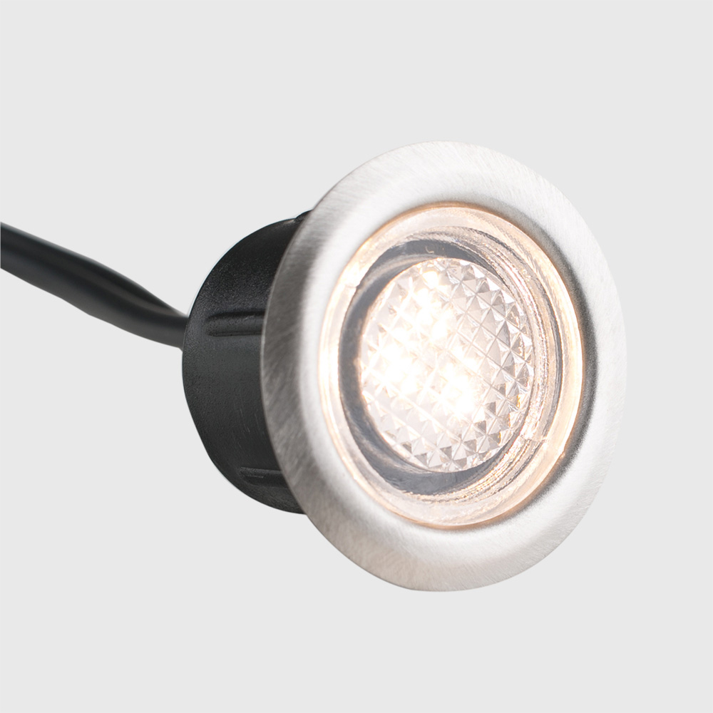 ValueLights 10 Pack Silver Round Warm White LED Decking Kitchen Plinth Light Image 3