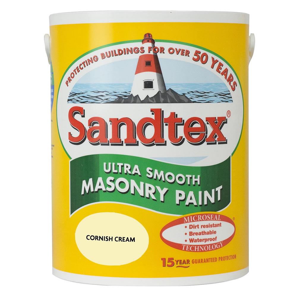 Sandtex Cornish Cream Ultra Smooth Exterior Masonr y Paint 5L Image 1