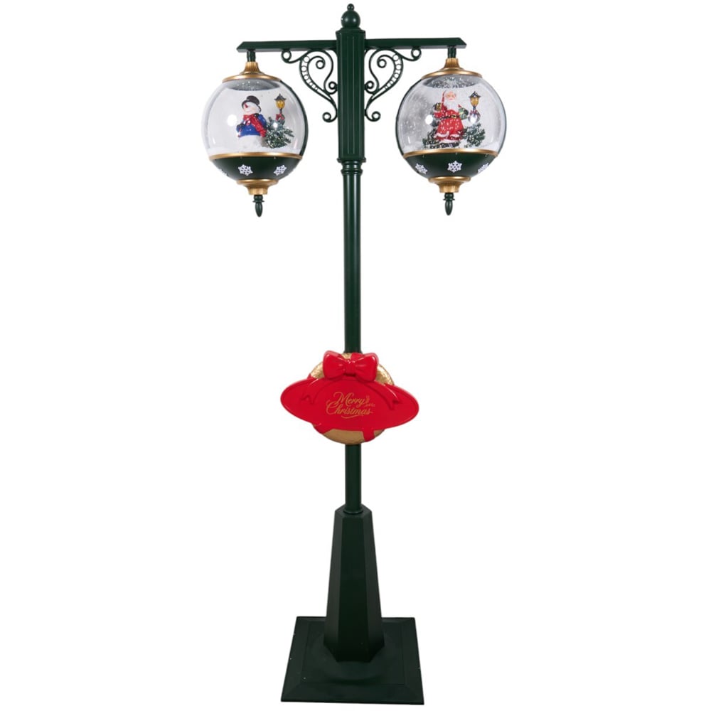 Christmas LED Snowing Musical Lantern - Green Image 4