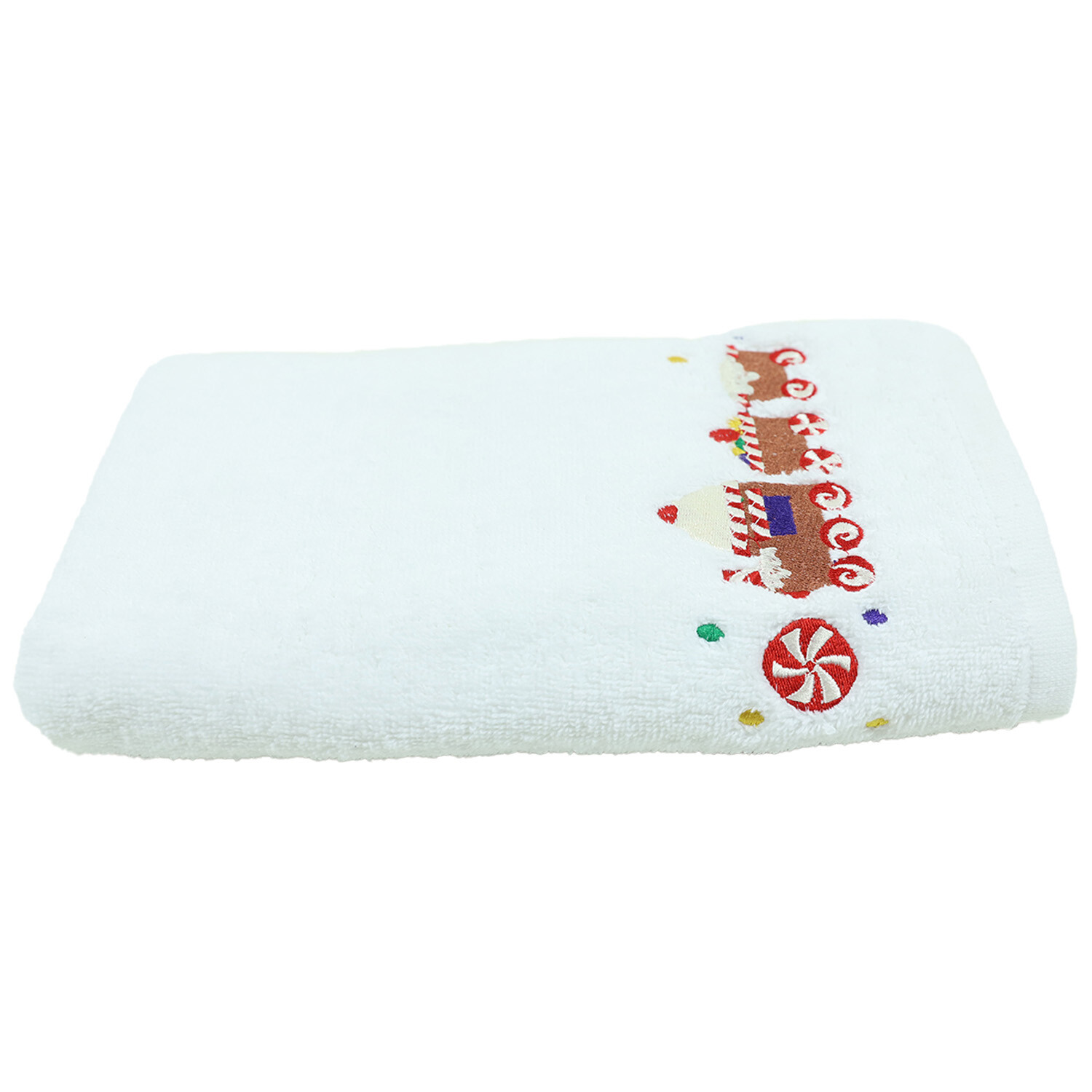 Gingerbread Train Hand Towel - White Image
