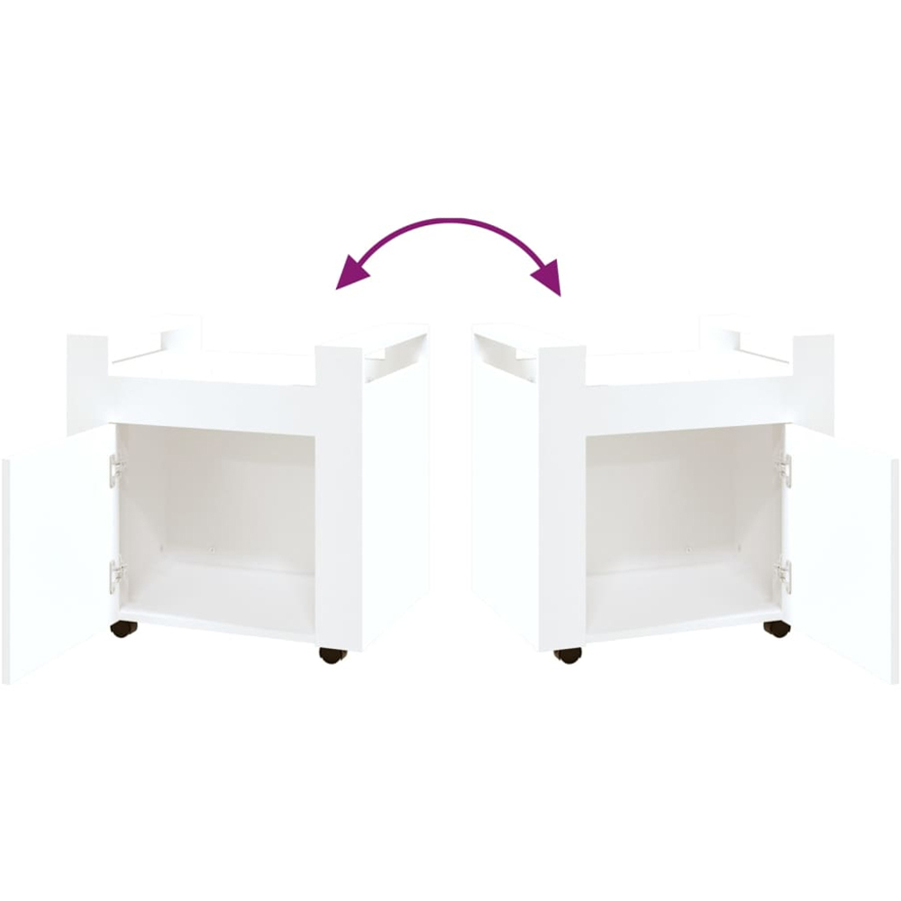vidaXL Single Door Single Shelf White Wooden Desk Trolley Image 8