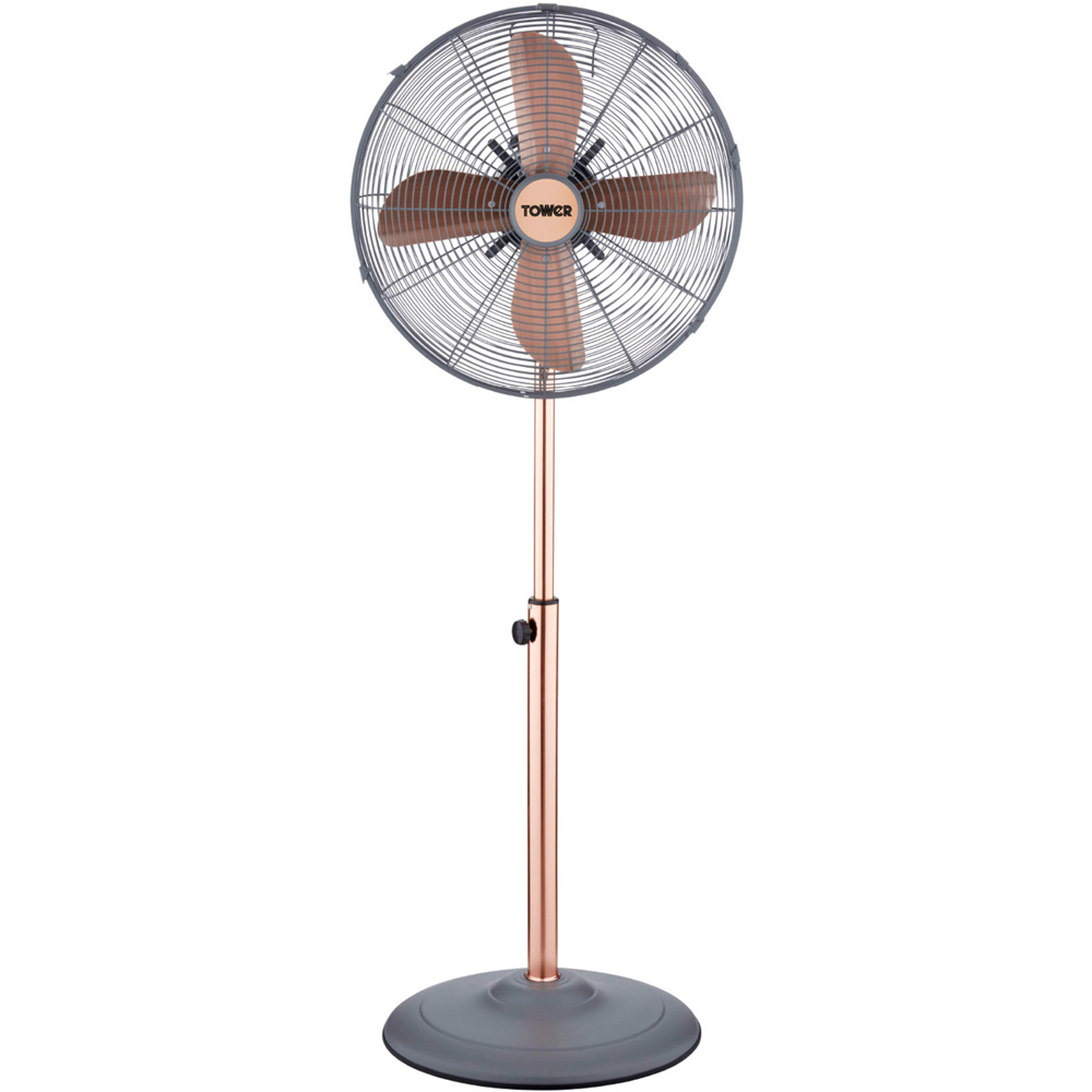 Tower Cavaletto 16 inch Grey Pedestal Fan Image 1