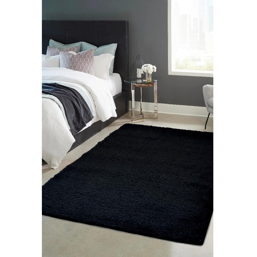 Homemaker Black Snug Plain Shaggy Rug 120 x 170cm Image 4