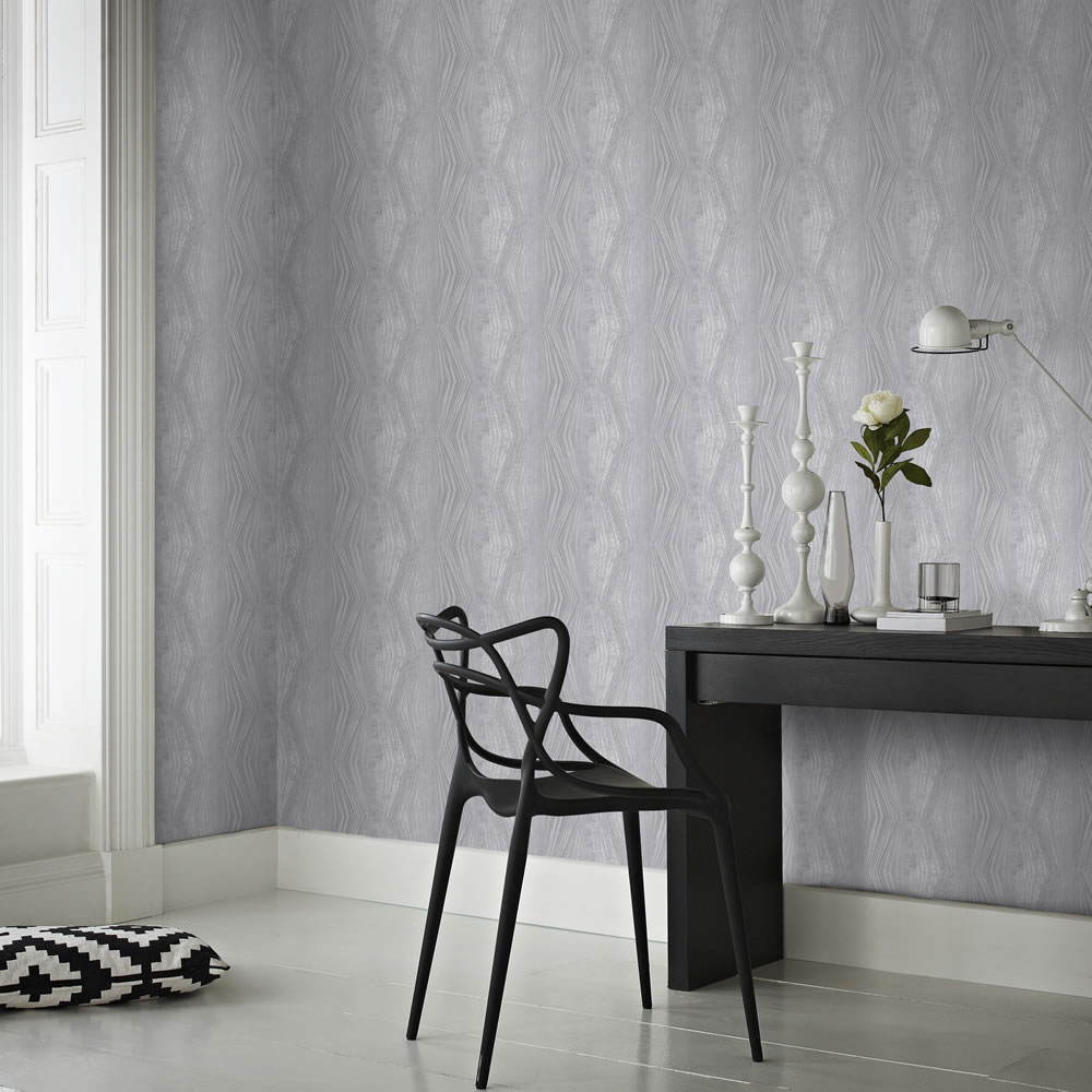 Graham & Brown Boutique Wallpaper Vermeil Stripe Silver Wilko