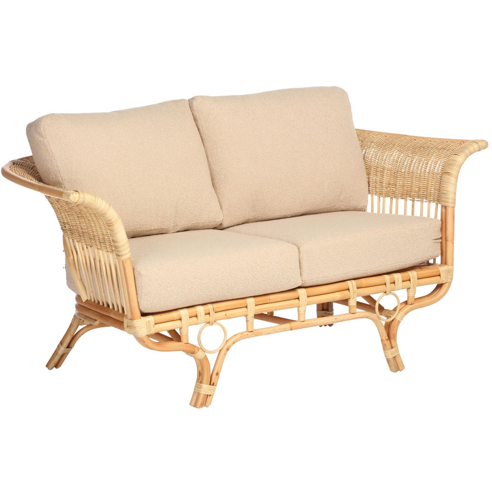 Desser Furniture Bejing 2 Seater Natural Rattan Latte Boucle Sofa Image 2