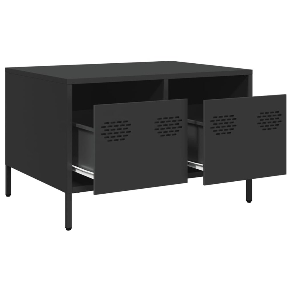 vidaXL 2 Drawer Black Steel Industrial Style TV Cabinet Image 5