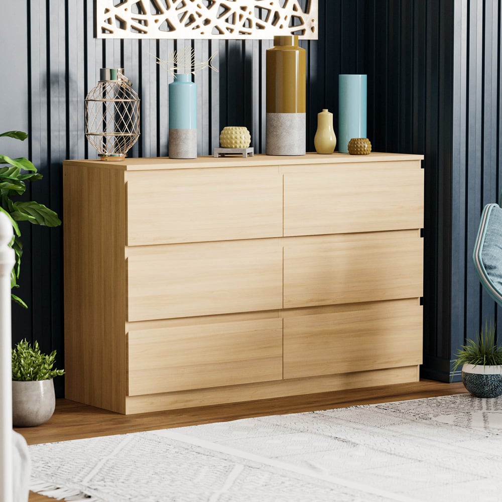 Vida Designs Denver 6 Drawer Pine Chest of Drawers Image 7