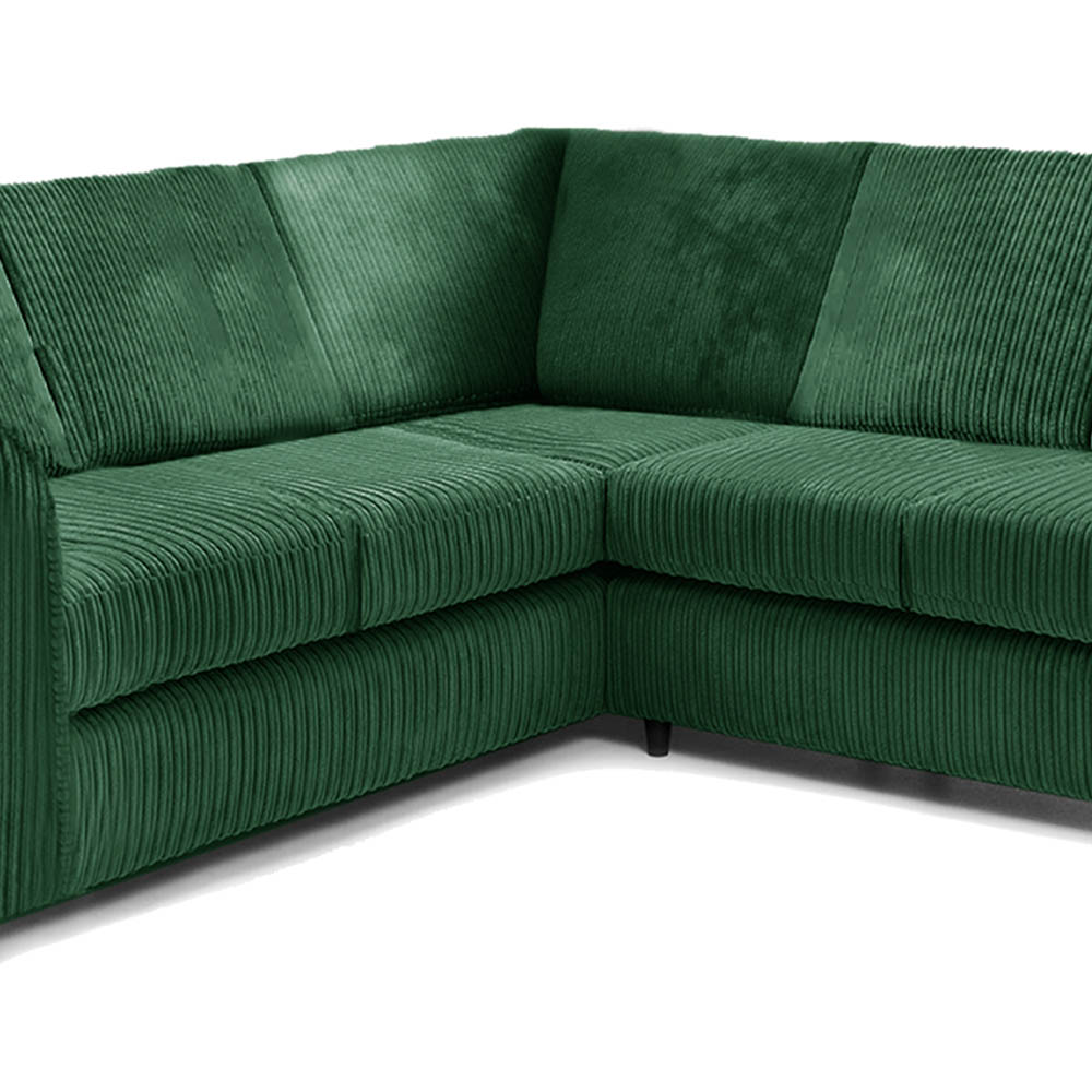 Luxor 5 Seater Green Jumbo Cord Full Back L Shaped Corner Sofa Set Image 4