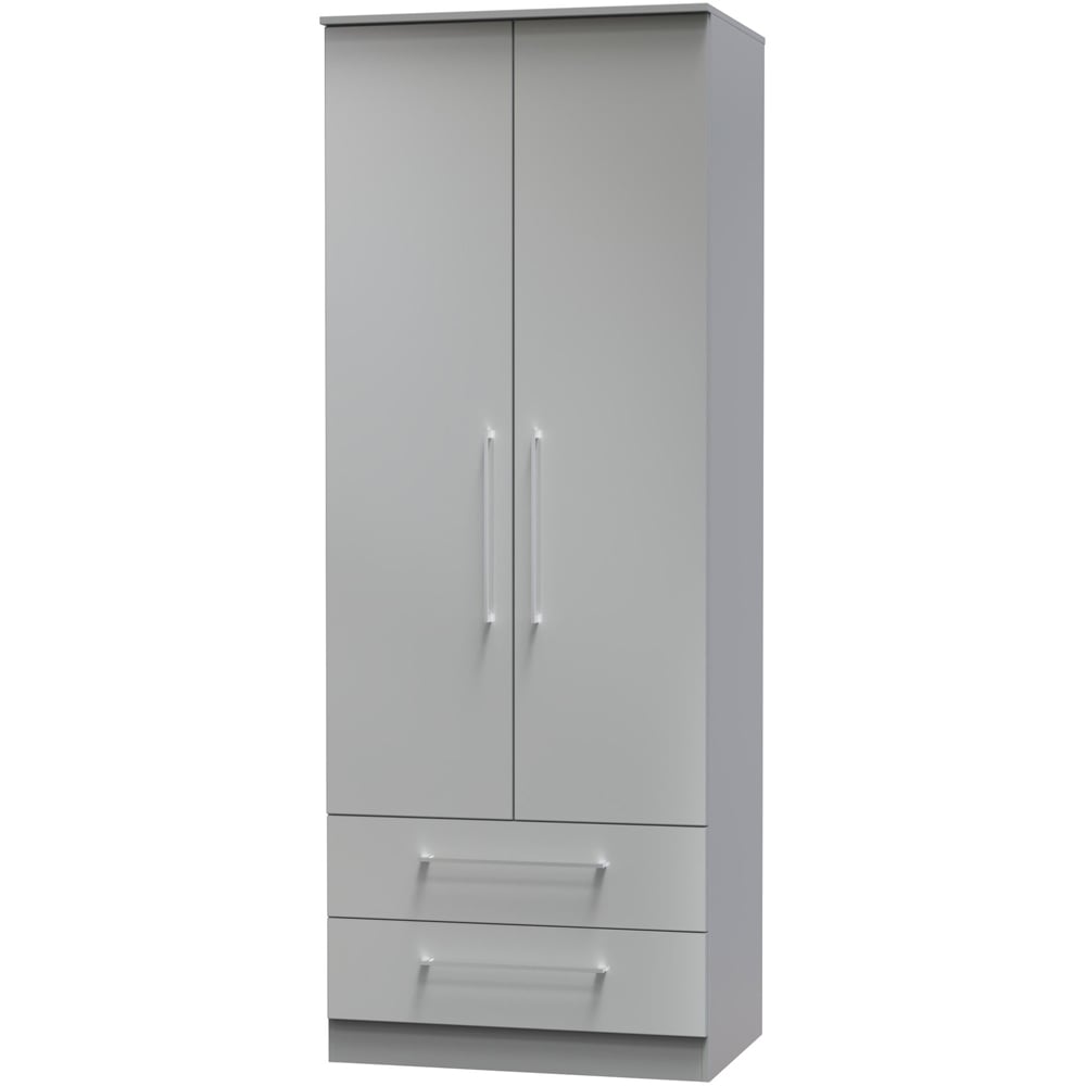 Crowndale Worcester 2 Door 2 Drawer Uniform Grey and Dusk Grey Wardrobe Ready Assembled Image 2