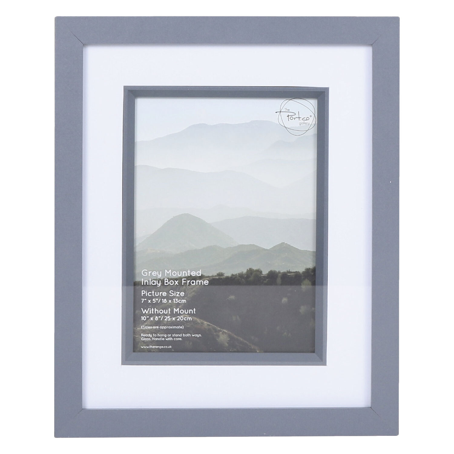 The Port. Co Gallery Inlay Grey Mounted Box Photo Frame 7 x 5 inch Image