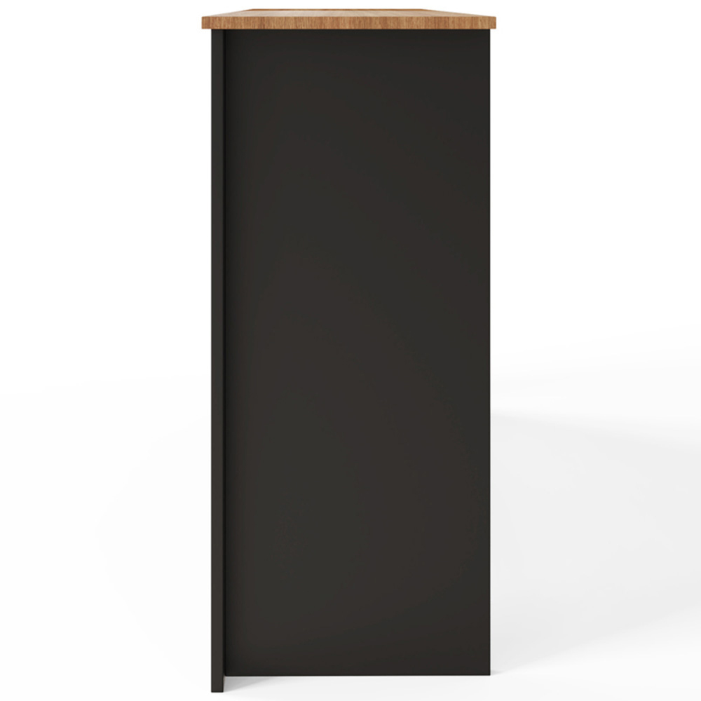 GFW Lancaster 7 Drawer Black Merchants Chest of Drawers with Oak Effect Top Image 5