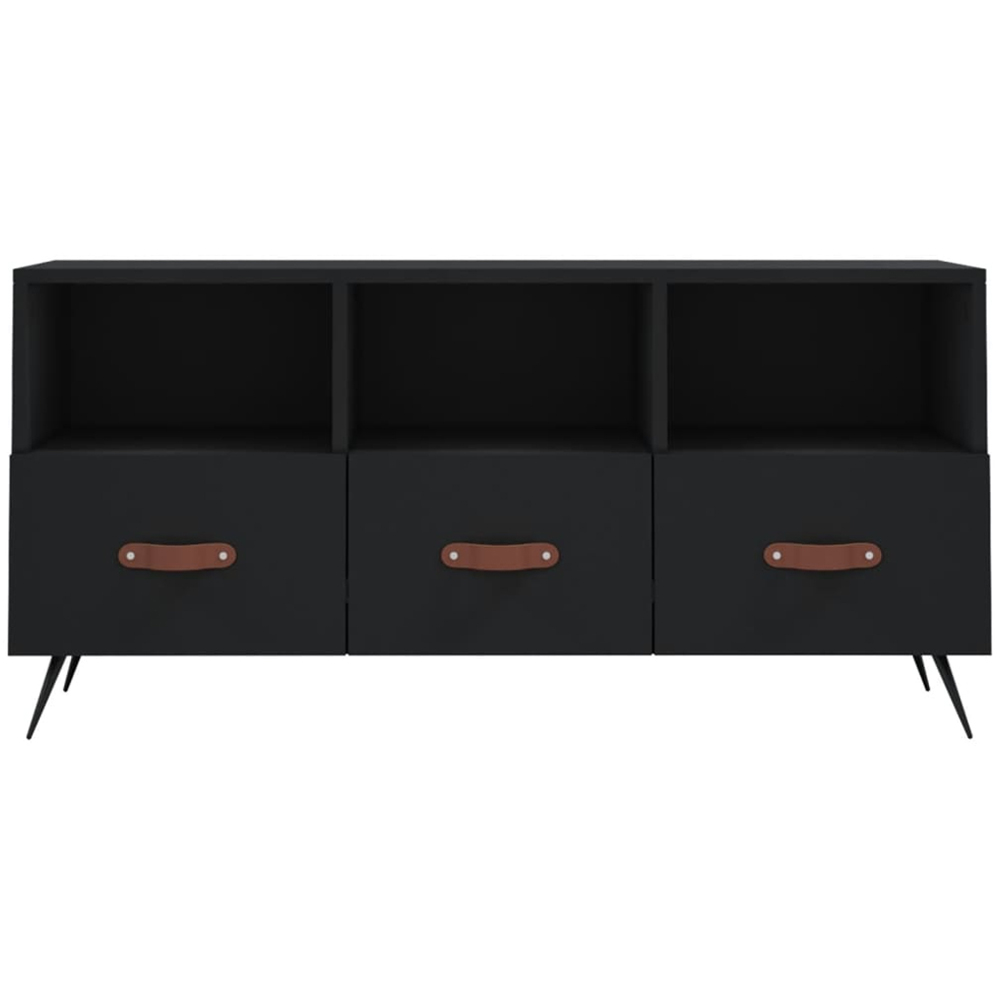 vidaXL 3 Drawer 3 Shelf Black TV Cabinet Image 5