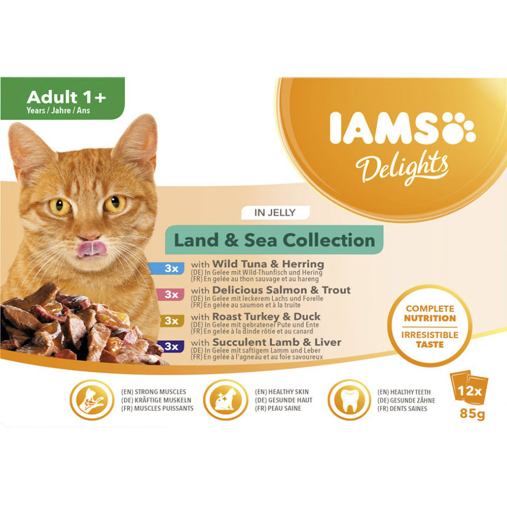 IAMS Delights Land and Sea Collection in Jelly Cat Food 12 x 85g Image 3