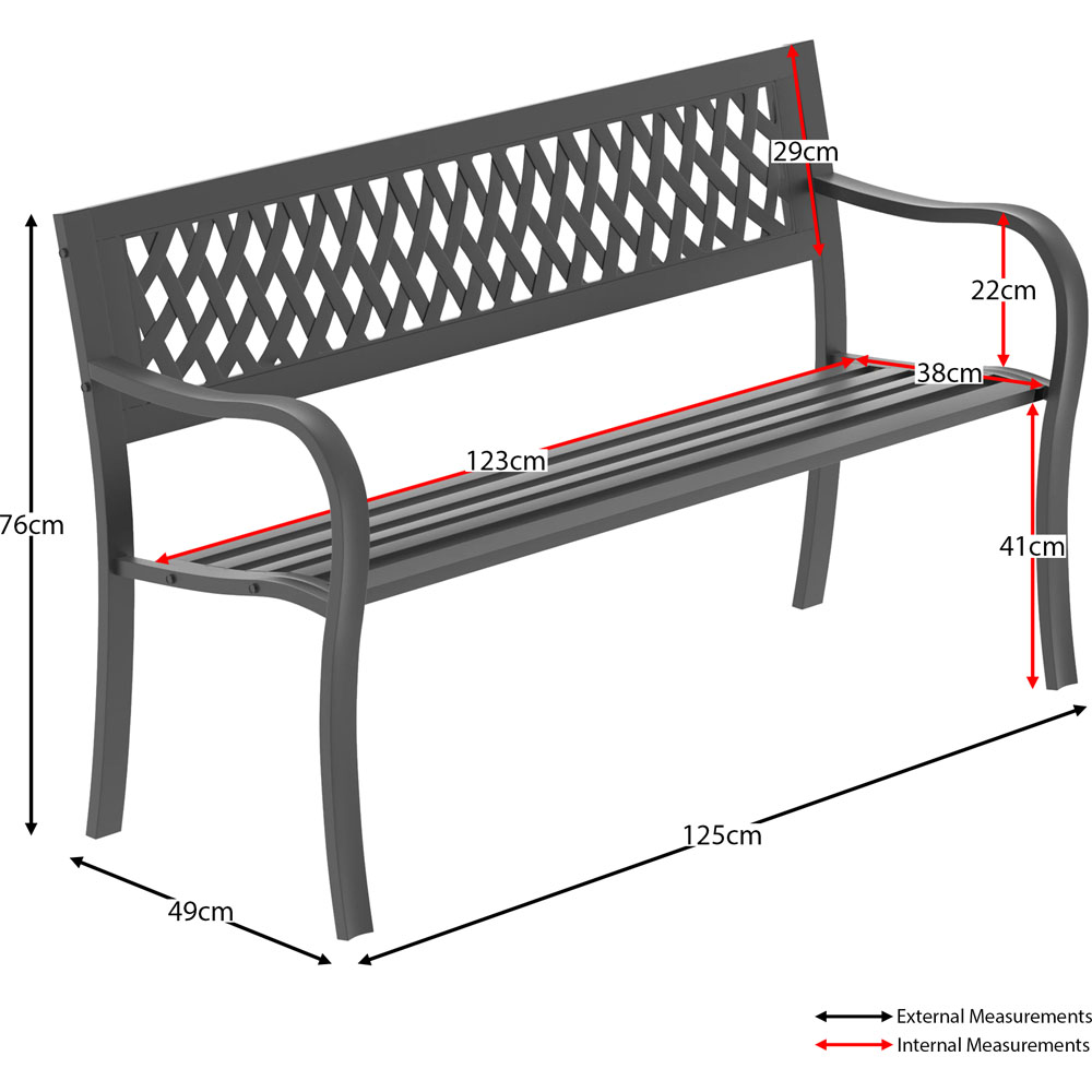 Garden Vida Lattice Style Steel Garden Bench Image 8