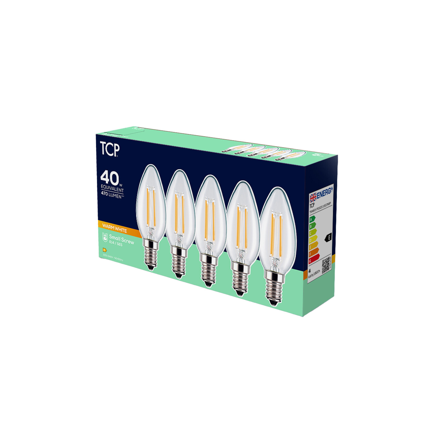 TCP Filament Candle 470L E14 Bulbs Warm White Image 1