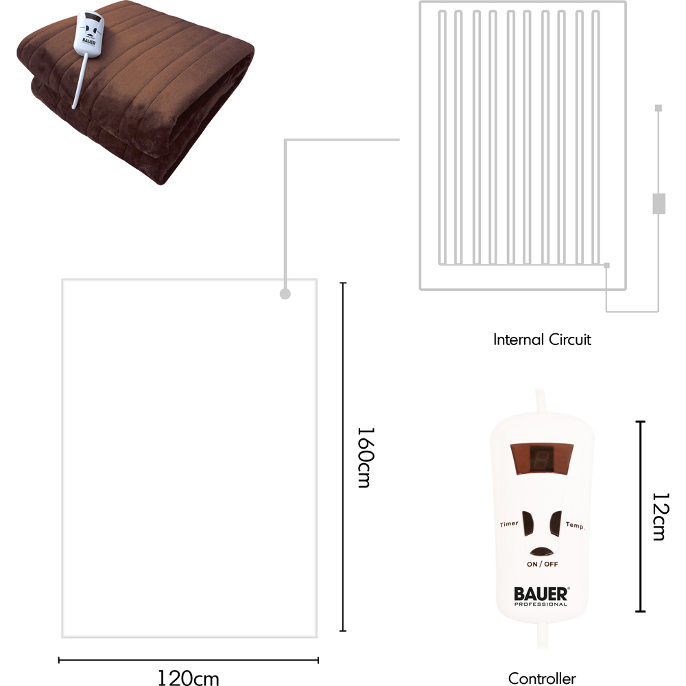 Bauer Luxury Brown Soft Touch Heated Throw 120 x 160cm Image 7