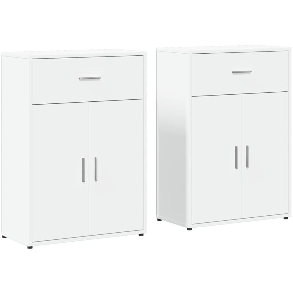 vidaXL 2 Door Single Drawer White Sideboard 2 Piece Image 3