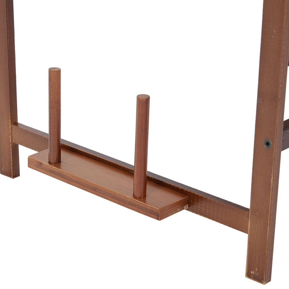 Living and Home Single Shelf Brown Wooden Spice Rack Organiser with Hook Image 5