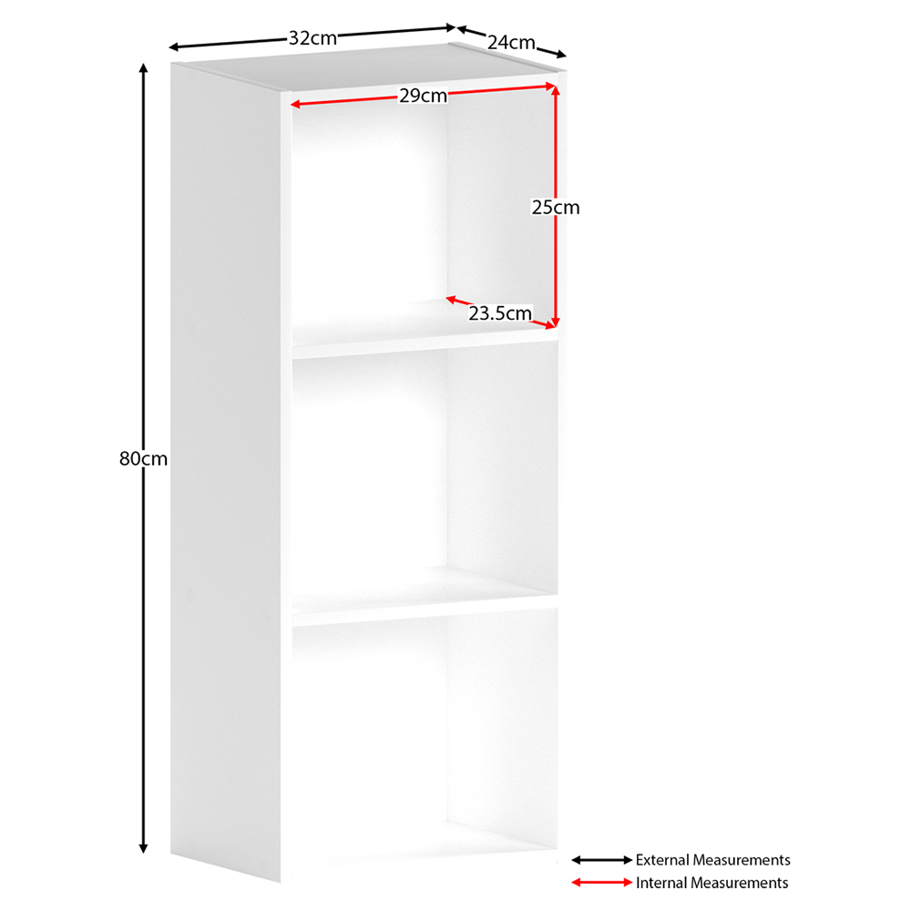 Vida Designs Oxford 3 Shelf White Bookcase Image 7