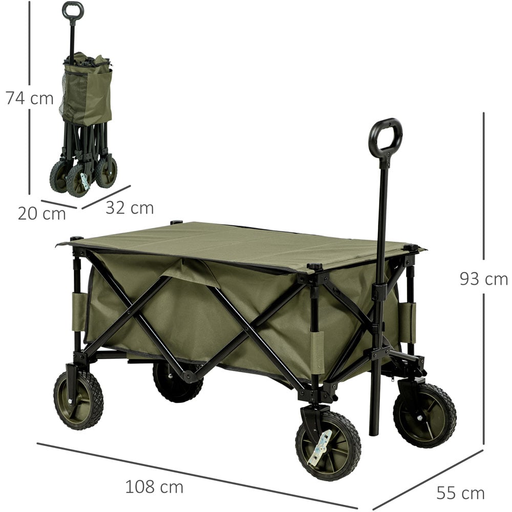 Outsunny Folding Garden Trolley Green Image 8