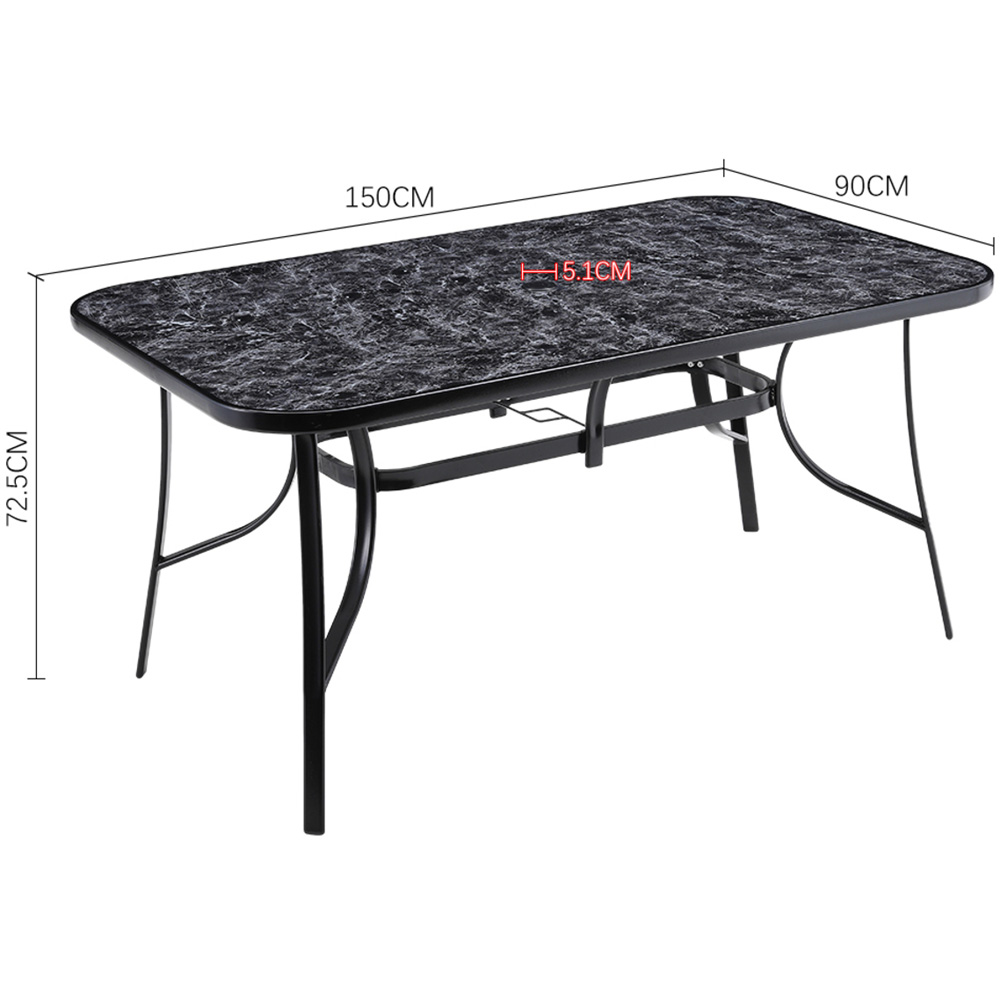 Living and Home Black Tempered Glass Rectangle Marble Coffee Table Image 8
