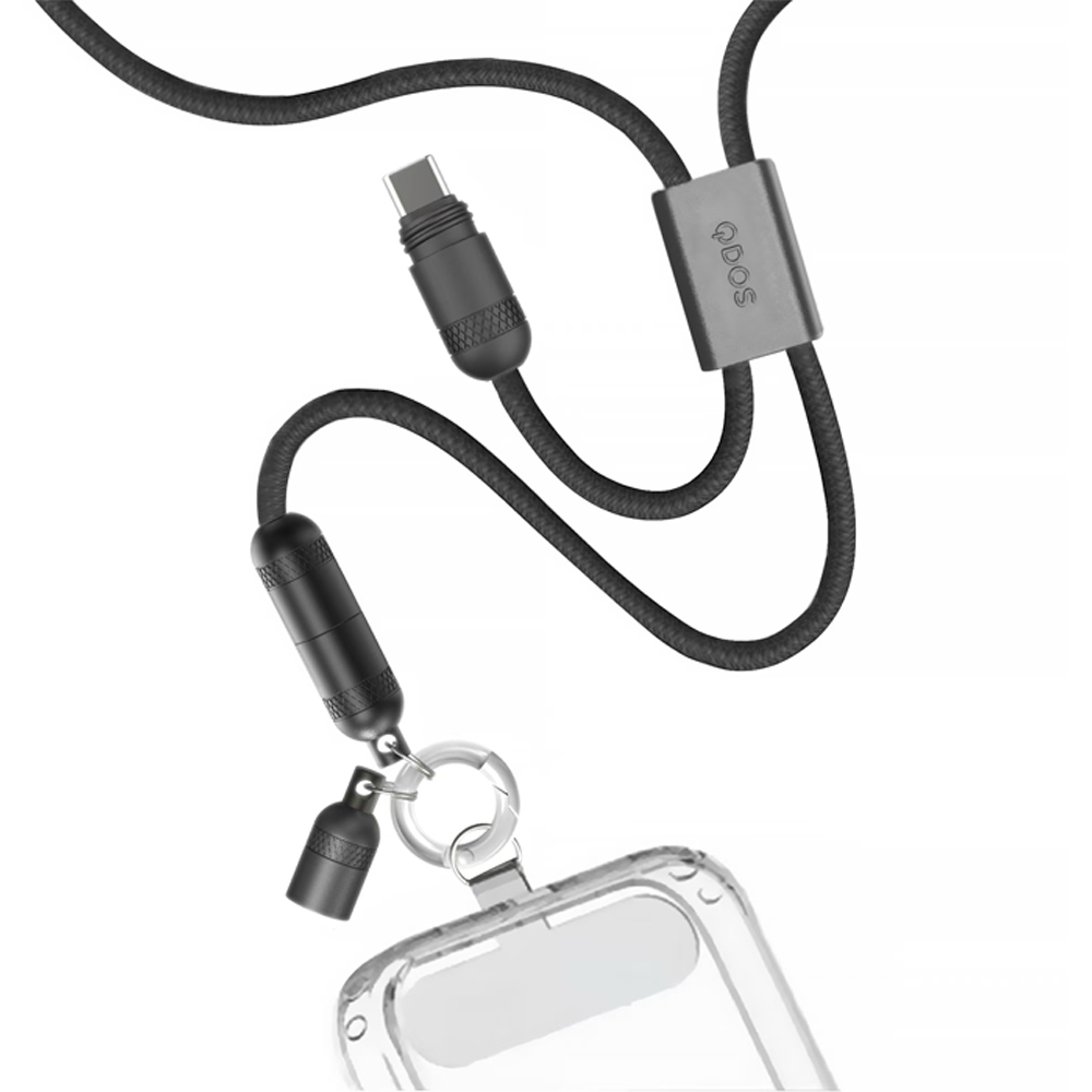 QDOS PowerLoop Black USB-C to USB-C Lanyard Cable 1.2m Image 4