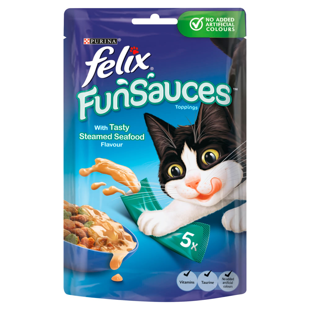 Felix Fun Sauces Cat Treat Steamed Seafood 5 x 15g | Wilko