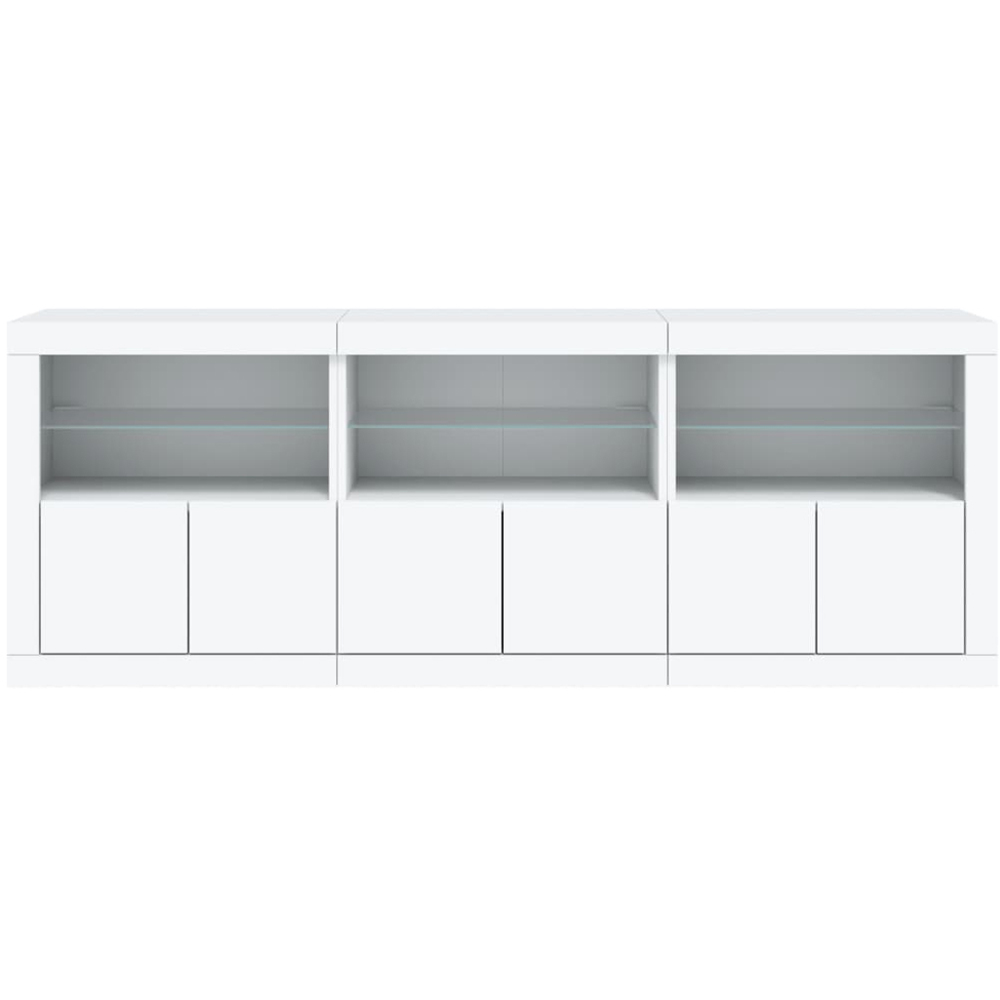 vidaXL 2 Door 2 Shelf White LED Sideboard Set of 3 Image 5