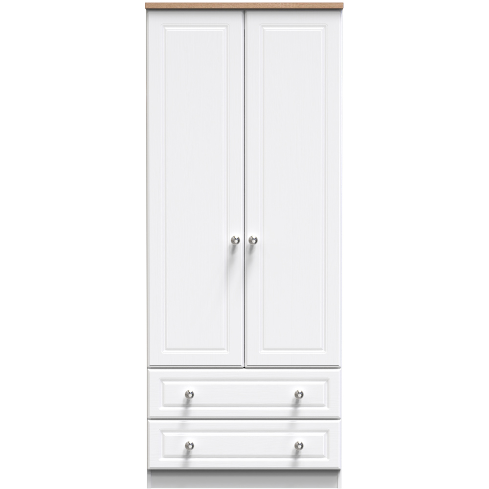 Crowndale Norfolk 2 Door 2 Drawer White Ash and Bardolino Oak Double Wardrobe Image 2