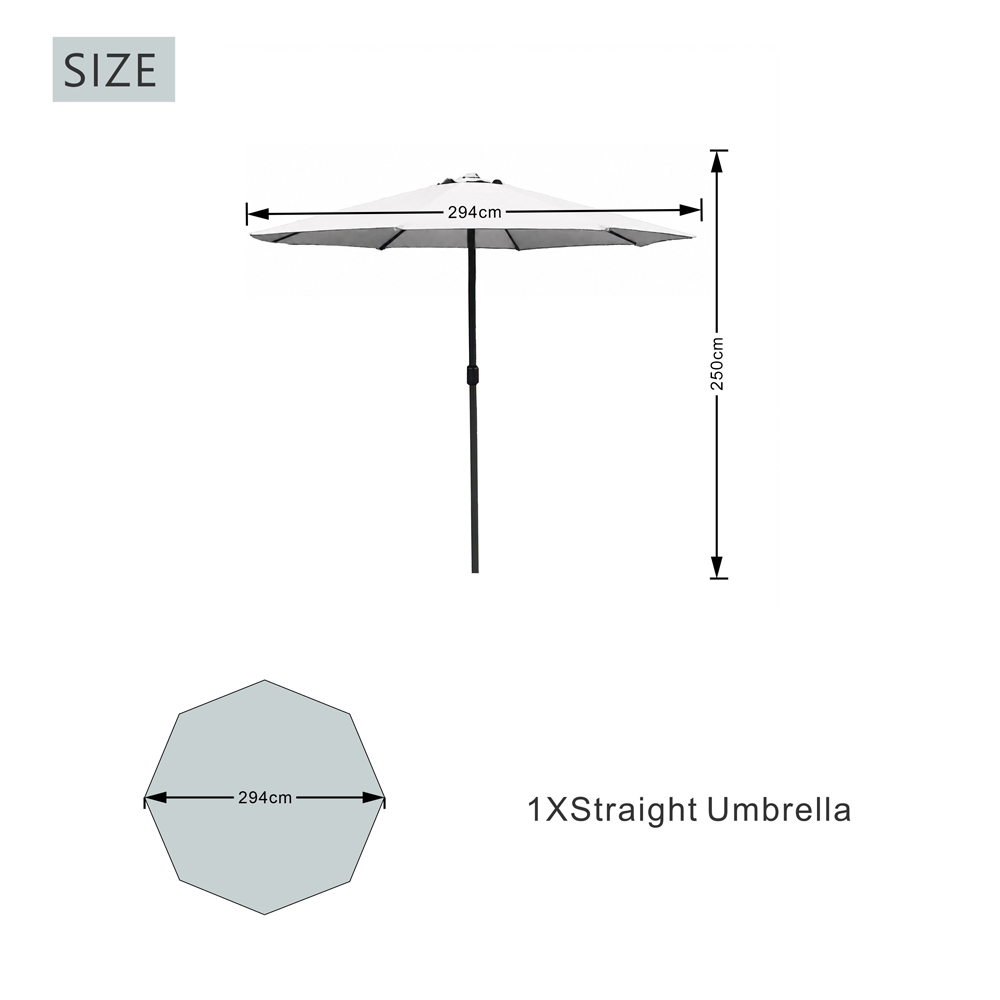Direct Wicker Light Beige Crank Classic Straight Parasol 2.94m Image 8
