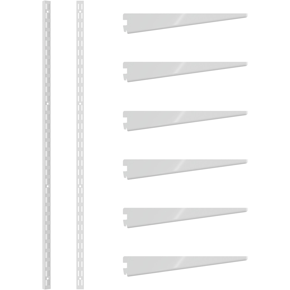 Rothley White Twin Slot Shelving Kit 12.5 inch Brackets and 78 inch Uprights Image 1