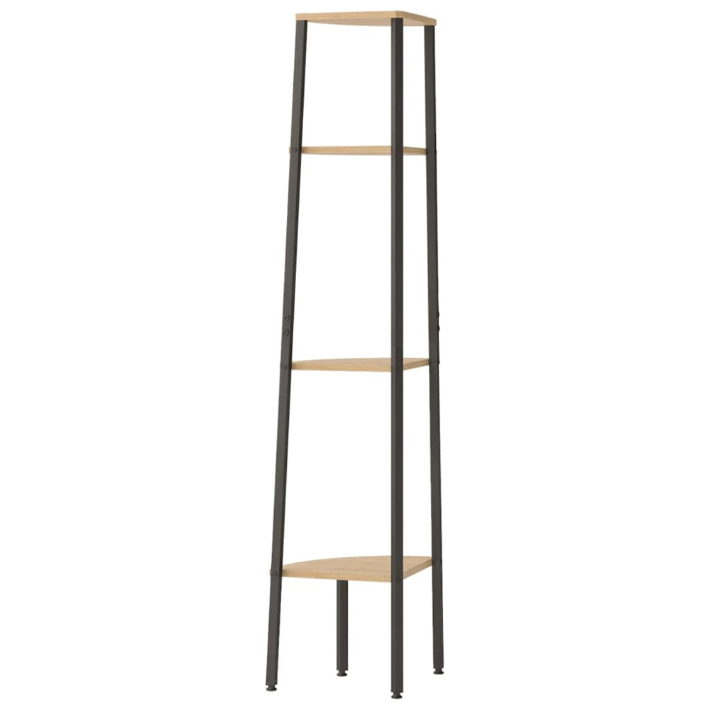 vidaXL 4 Shelf Light Brown Wood and Steel Corner Bookcase Image 4
