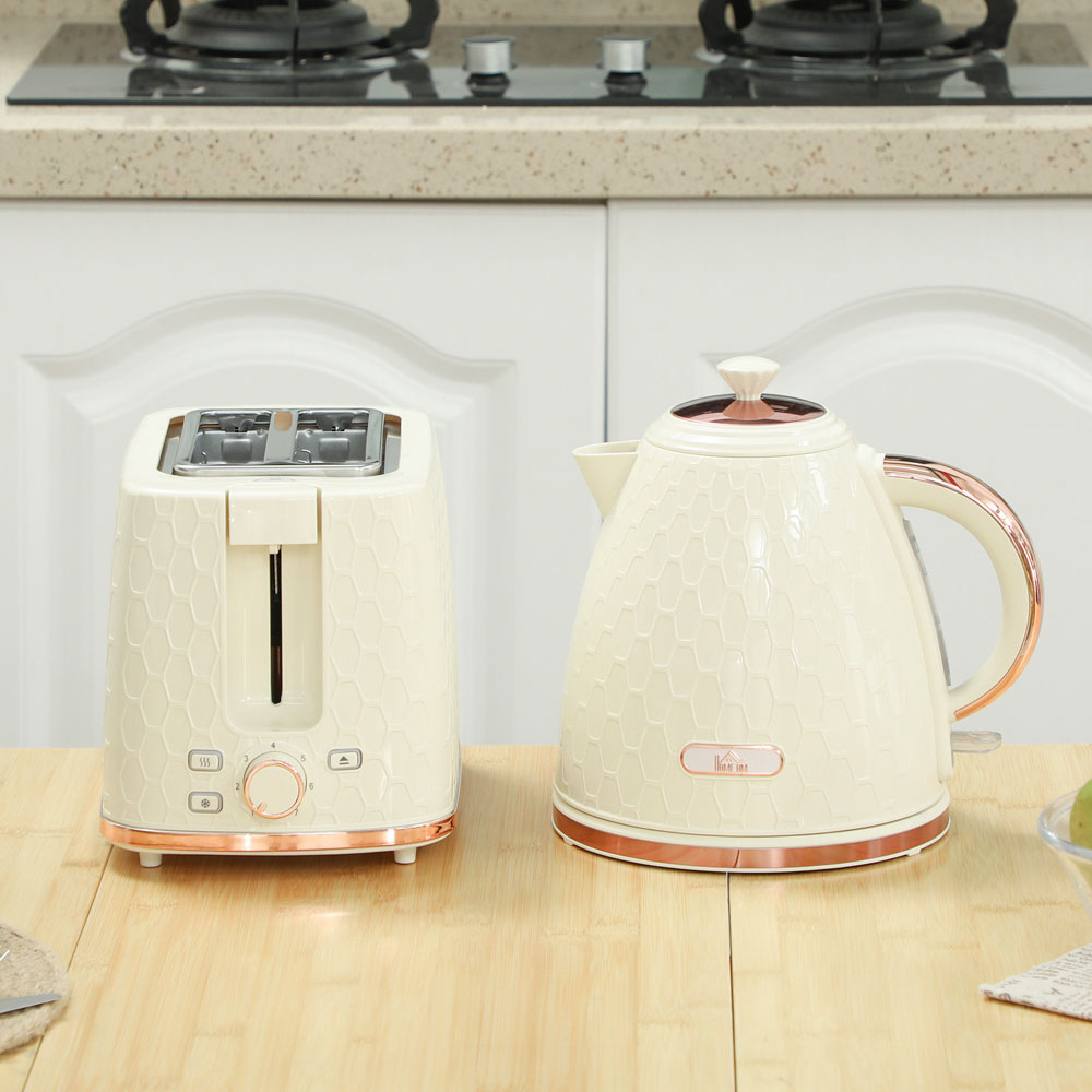 HOMCOM 800-181V70BG Beige 1.7L Kettle and 2 Slice Toaster Set Image 7