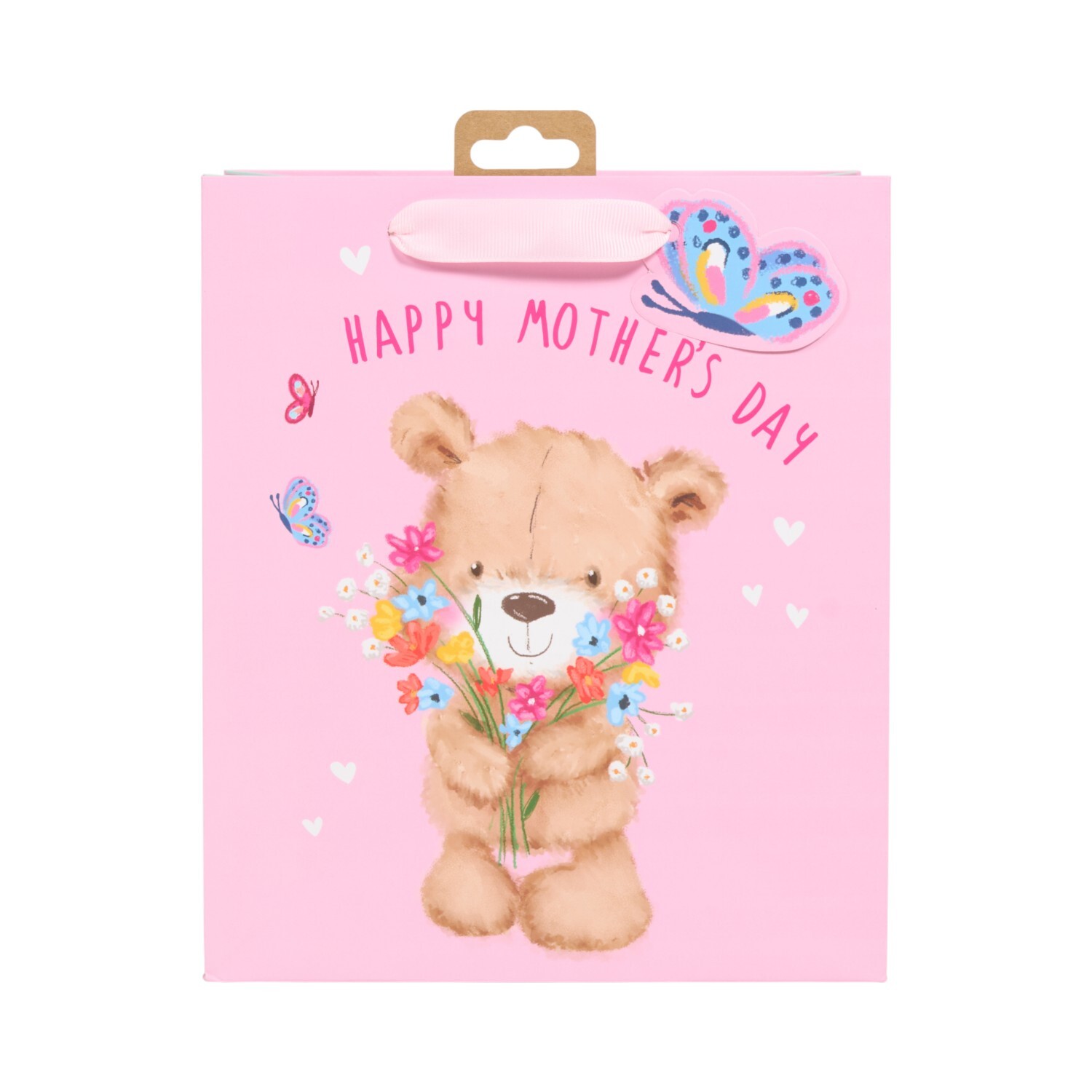 Mothers Day Teddy Medium Gift Bag Pink Image 3