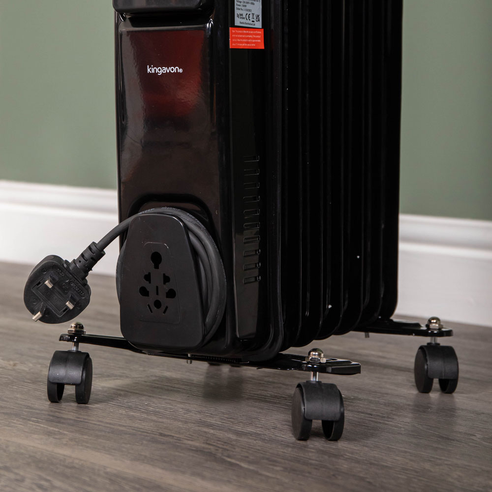 Samuel Alexander 7 Fin Black Slimline Oil Filled Heater Radiator 1500W Image 4