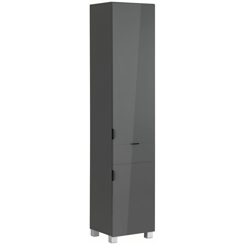 Loft24 Atlas 2 Door Single Drawer Grey Tall Storage Cabinet Image 2