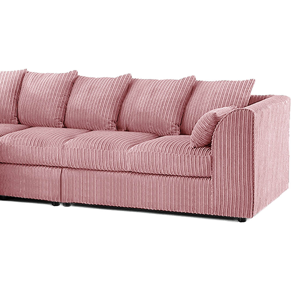 Luxor 4 Seater Pink Jumbo Cord Left Hand Facing Scatter Back L Shaped Corner Sofa Set Image 3