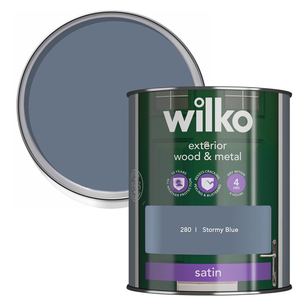 Wilko Wood and Metal Stormy Blue Satin Finish Paint 750ml Image 1