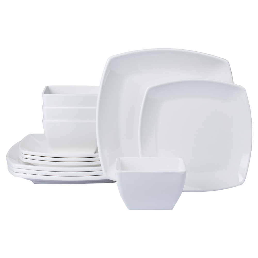 TP Square Melamine White 12 Piece Dinner Set Image 1