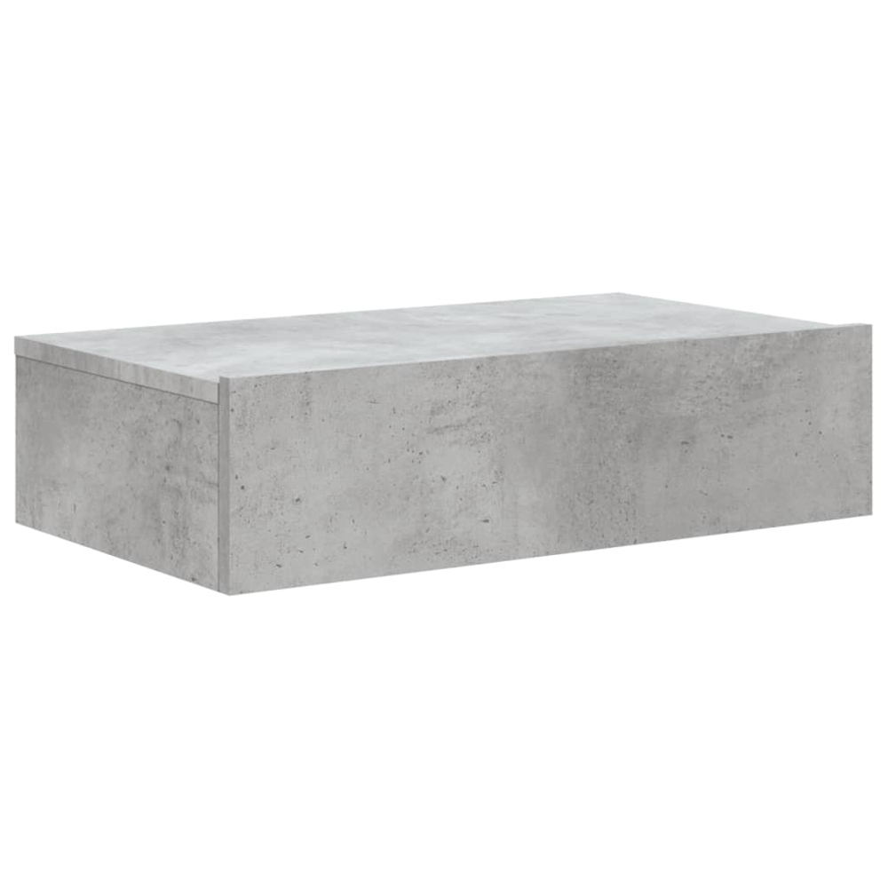 vidaXL Single Drawer Concrete Grey Wall Mounted TV Cabinet with LED Lights Image 2