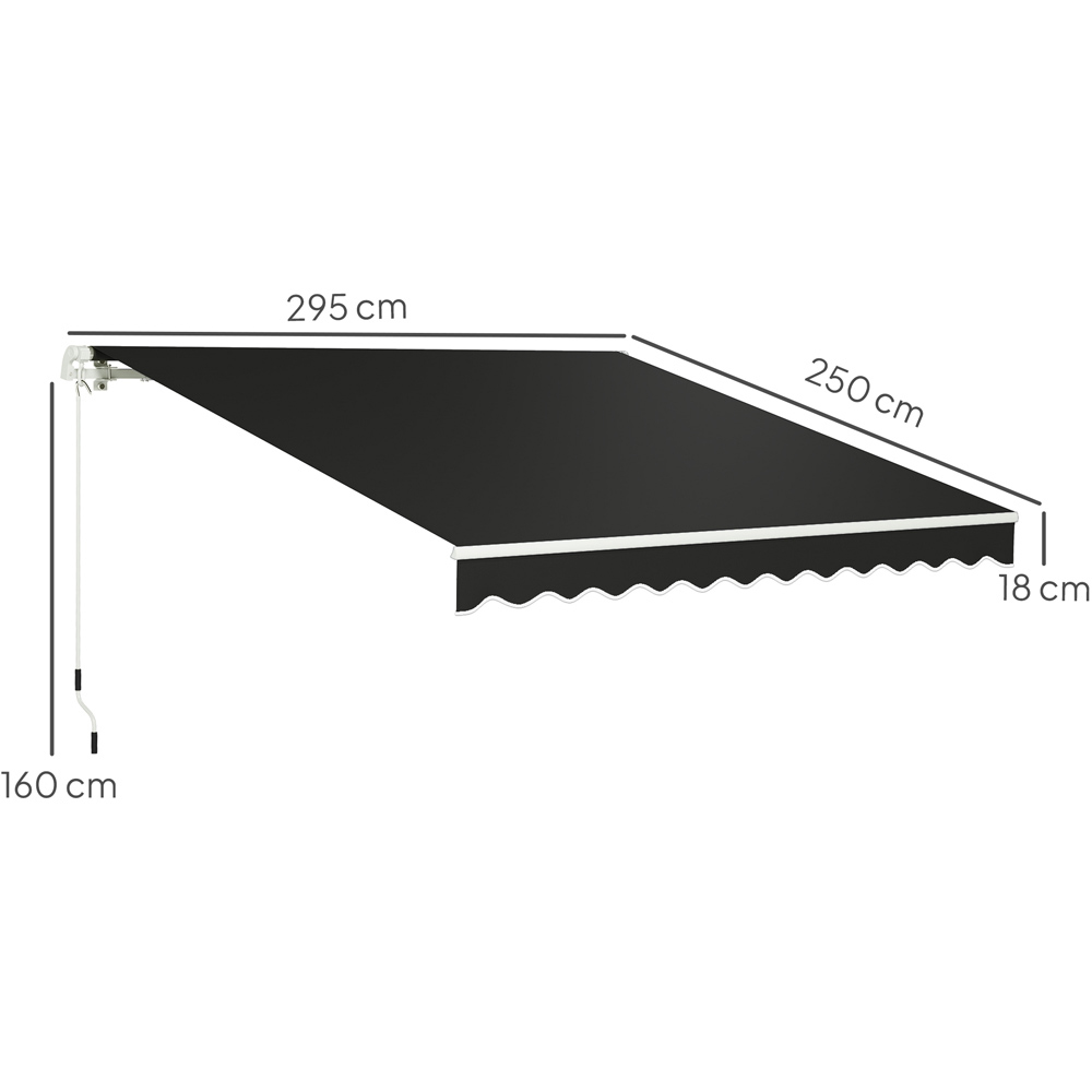 Outsunny 2.95 x 2.5m Black Retractable Awning with Crank Handle Image 9