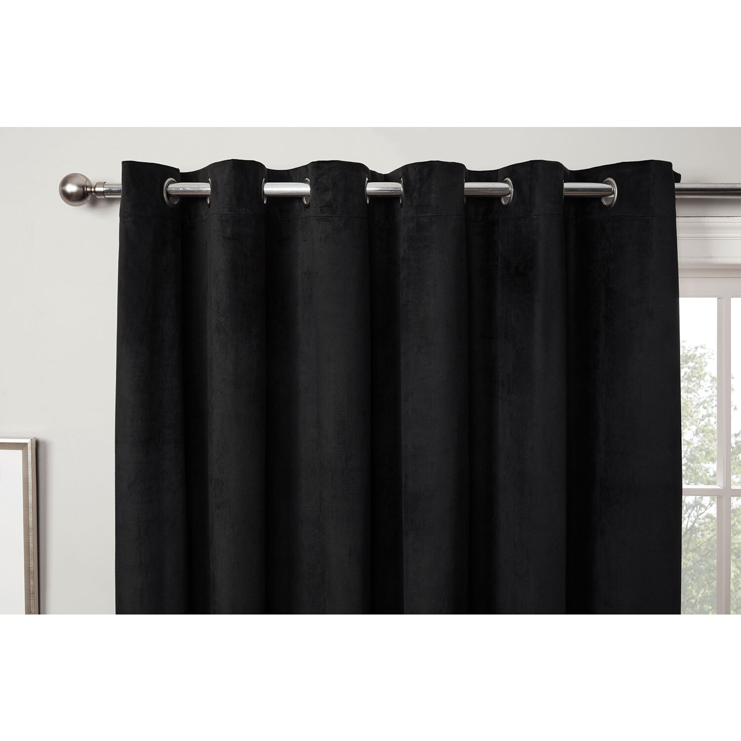 Divante Vermont Black Velvet Blackout Curtains 168 x 137cm Image 3