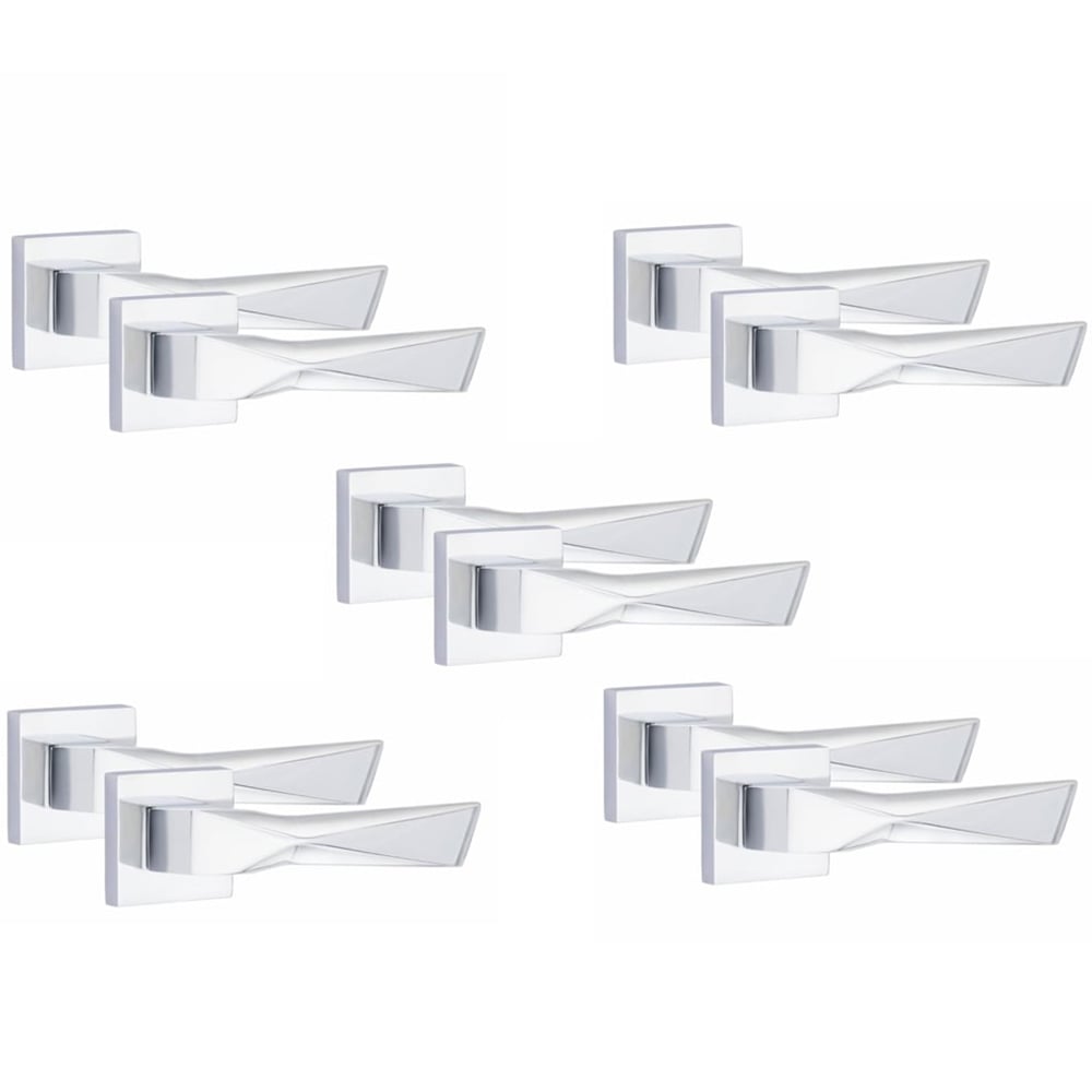 Golden Grace Polished Chrome Aura Door Handle Set 5 Pack Image 1