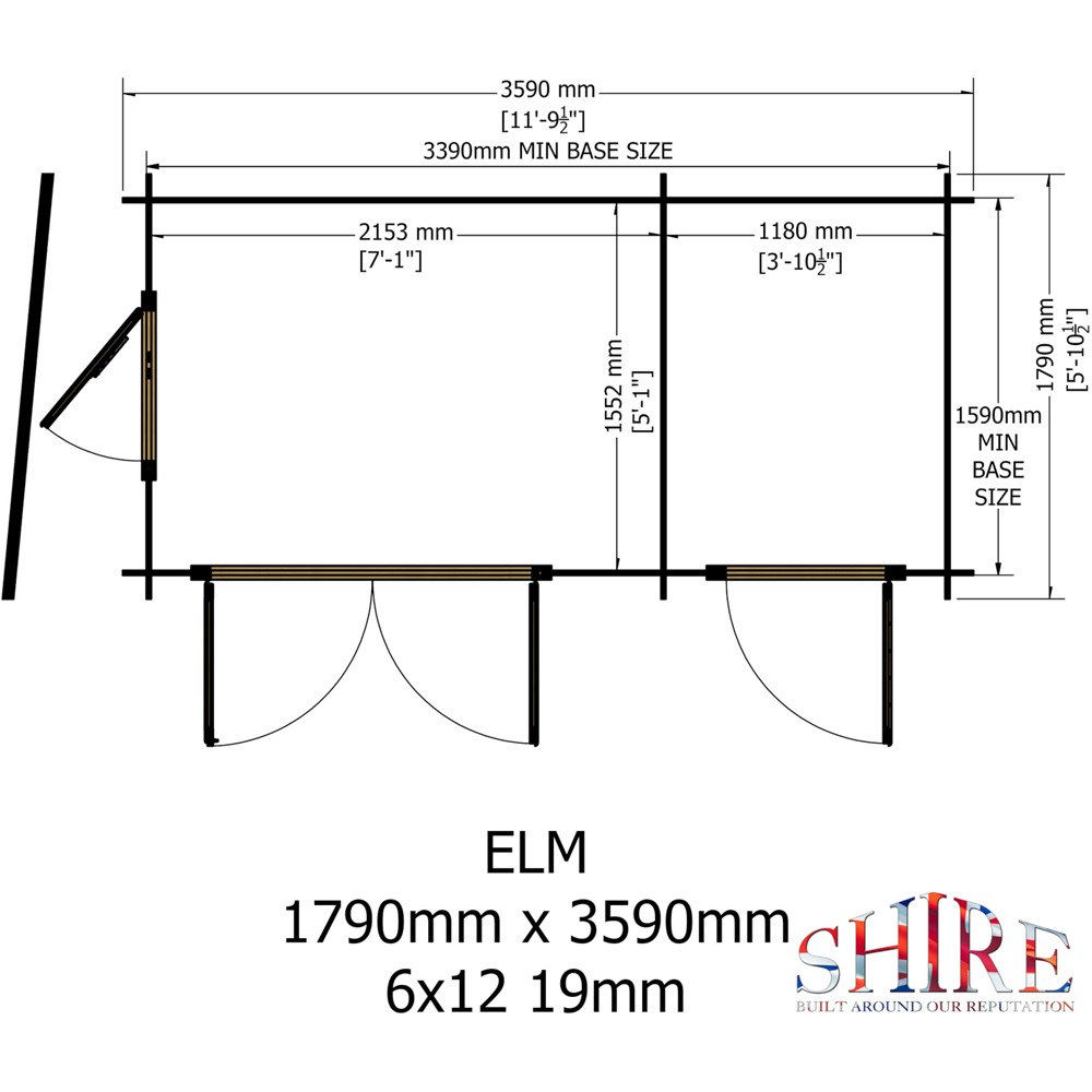 Shire Elm 6 x 12ft Contemporary Style Dual-Purpose Pent Log Cabin with Integral Storage Image 7