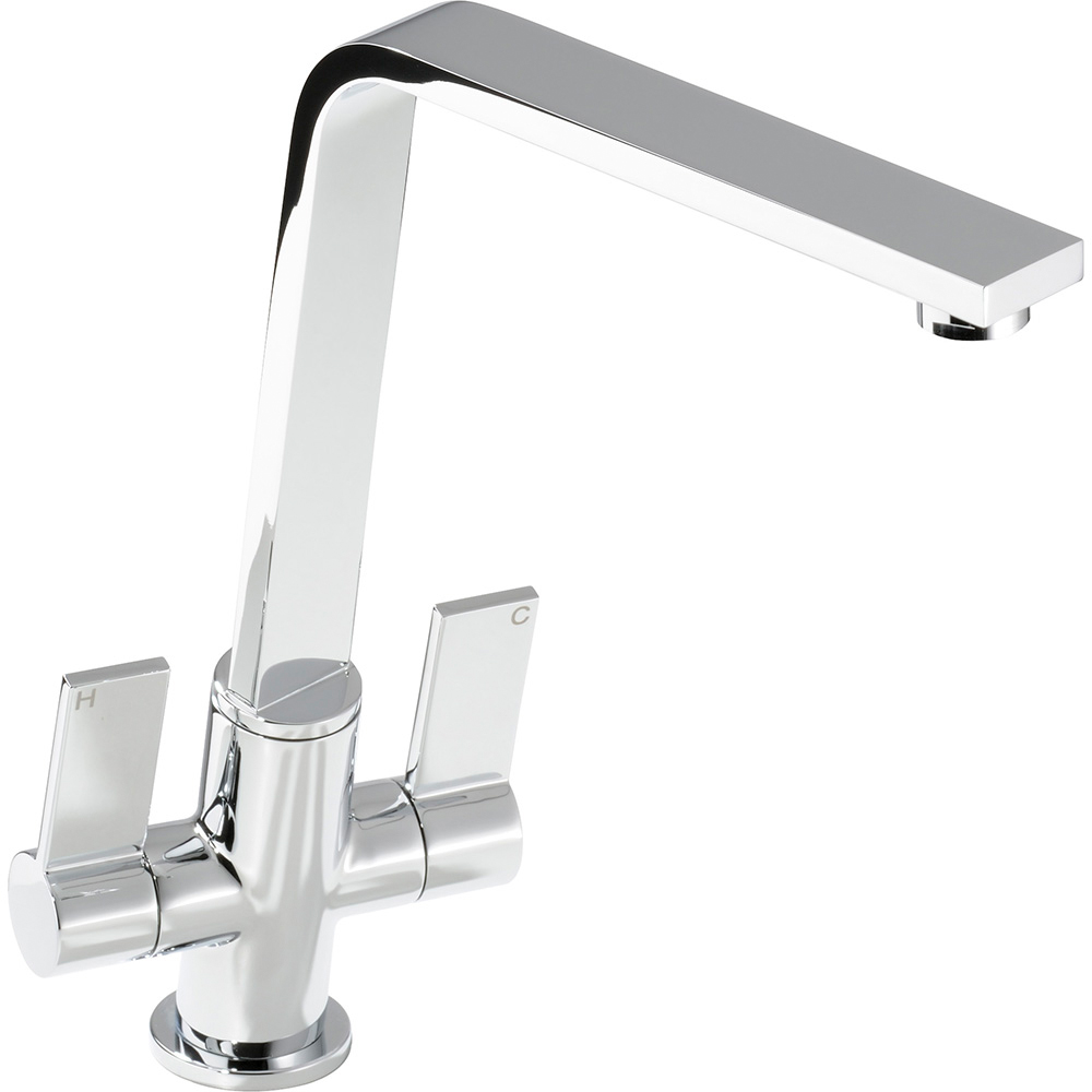 wilko Linear Flair Chrome Dual Lever Mono Kitchen Tap Image 1