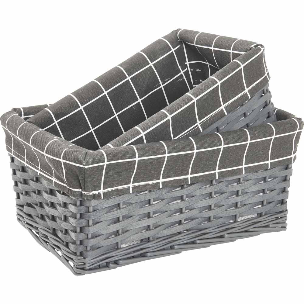 Wilko Grey Wicker Basket 2pk Wilko
